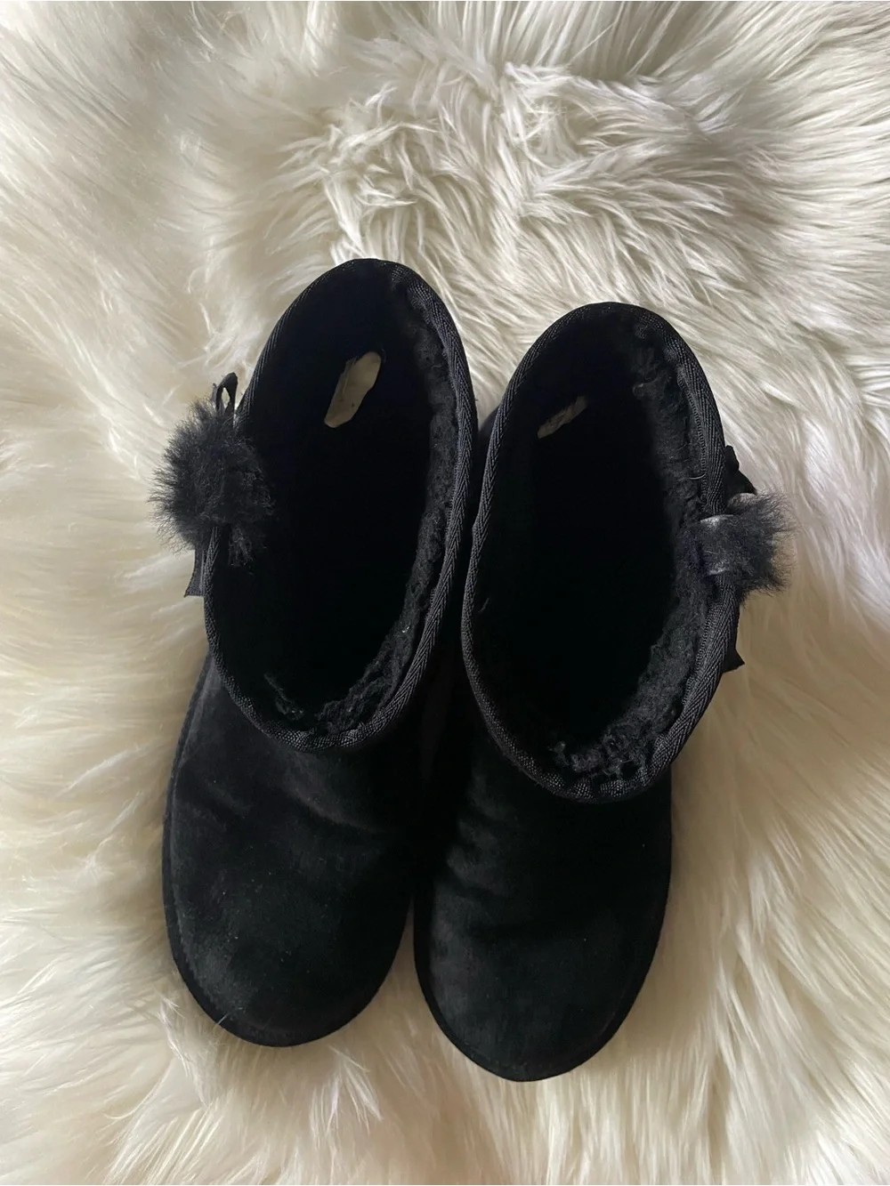 Koolaburra Black Suede Ankle Boot with Bow Accent